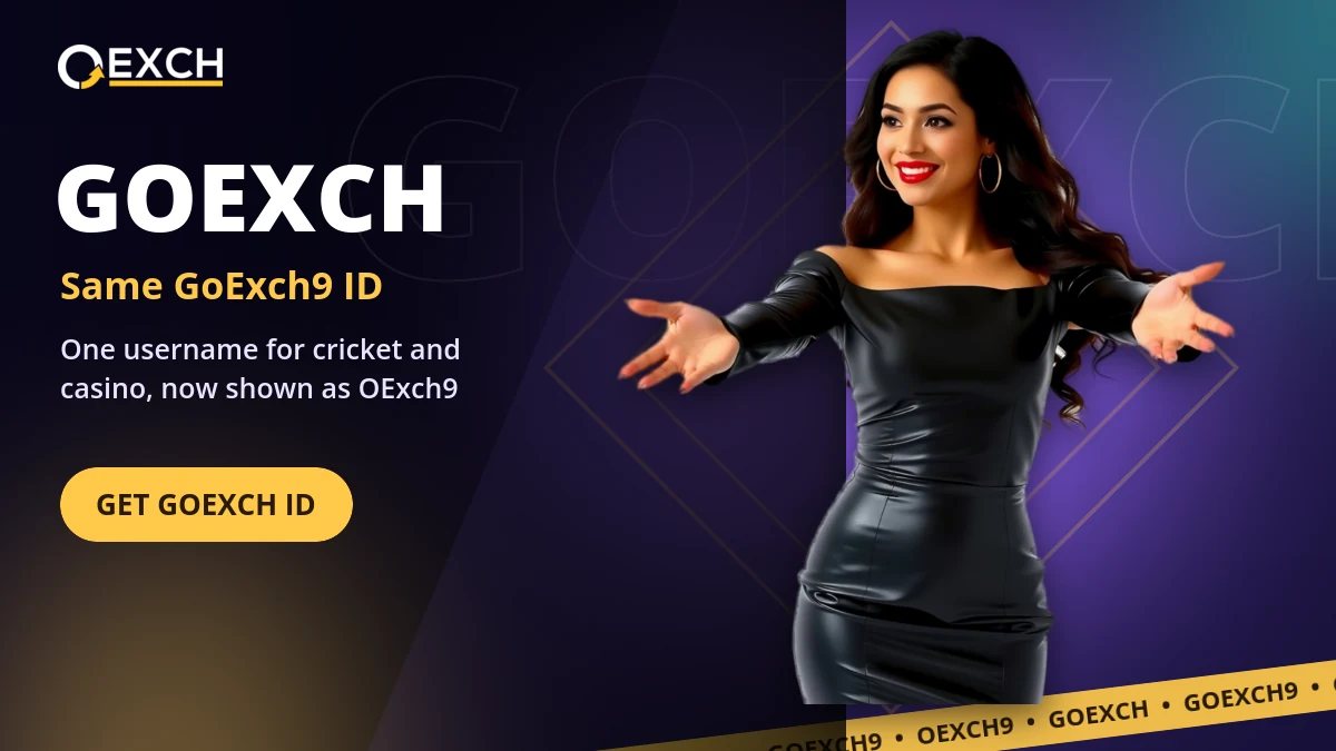 GoExch banner with a Get GoExch ID button and a host with open arms