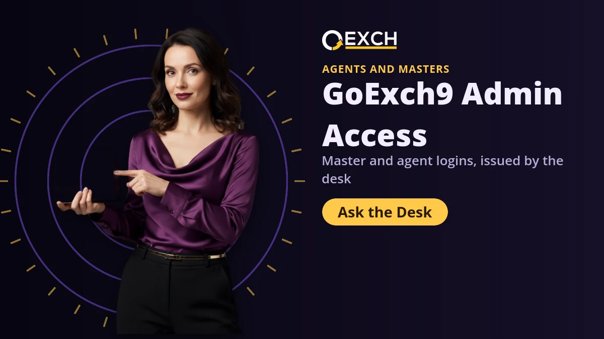 GoExch9 admin login banner with an Ask Admin button