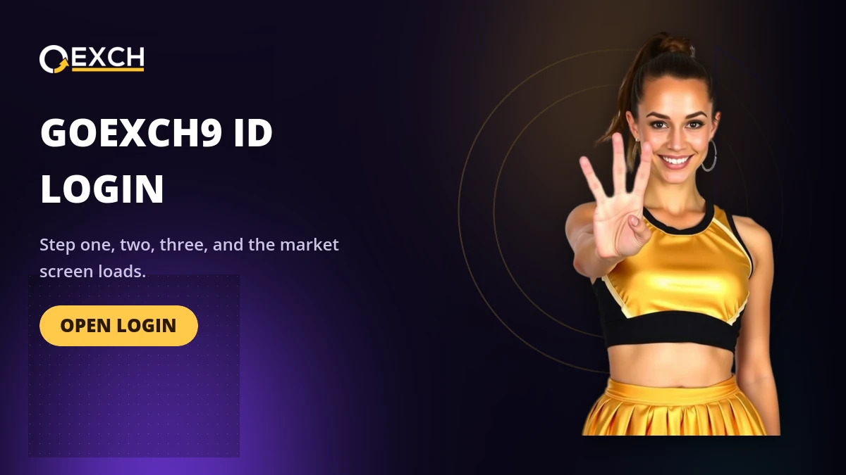 GoExch9 ID login banner showing steps one to three on a phone